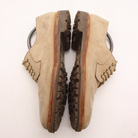 Salvatore Ferragamo Men's 9.5 D Tan Suede Plain-toe Derby Dress Oxford Shoes - Picture 8 of 14